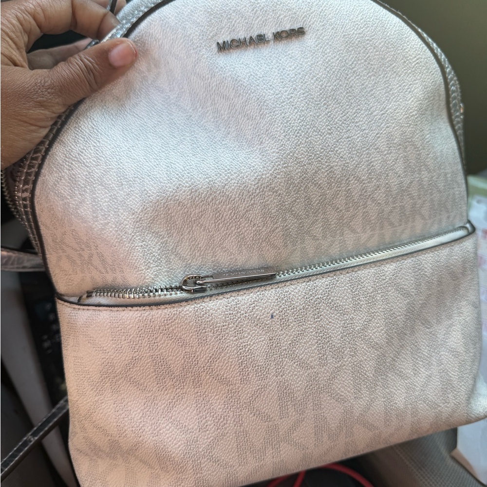 Michael Kors Cream Backpack with Silver Accents